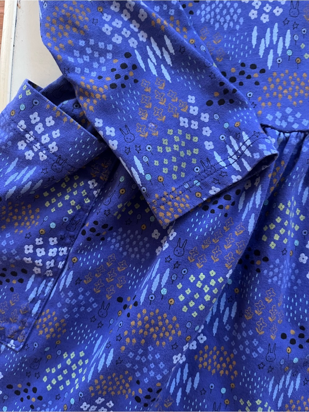 Tea Collection Long Sleeve Blue Patterned Knit Dress - Picture 4 of 5